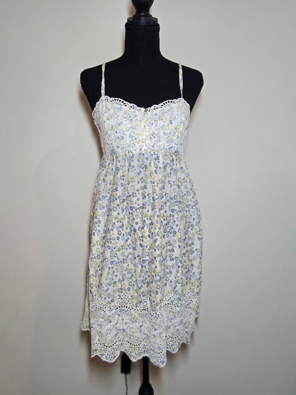 Joie Floral silk blend midi spaghetti strap scalloped hem dress womens XS